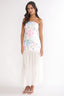 Wilma Sheer Hem Strapless Maxi Dress Flowers Blue