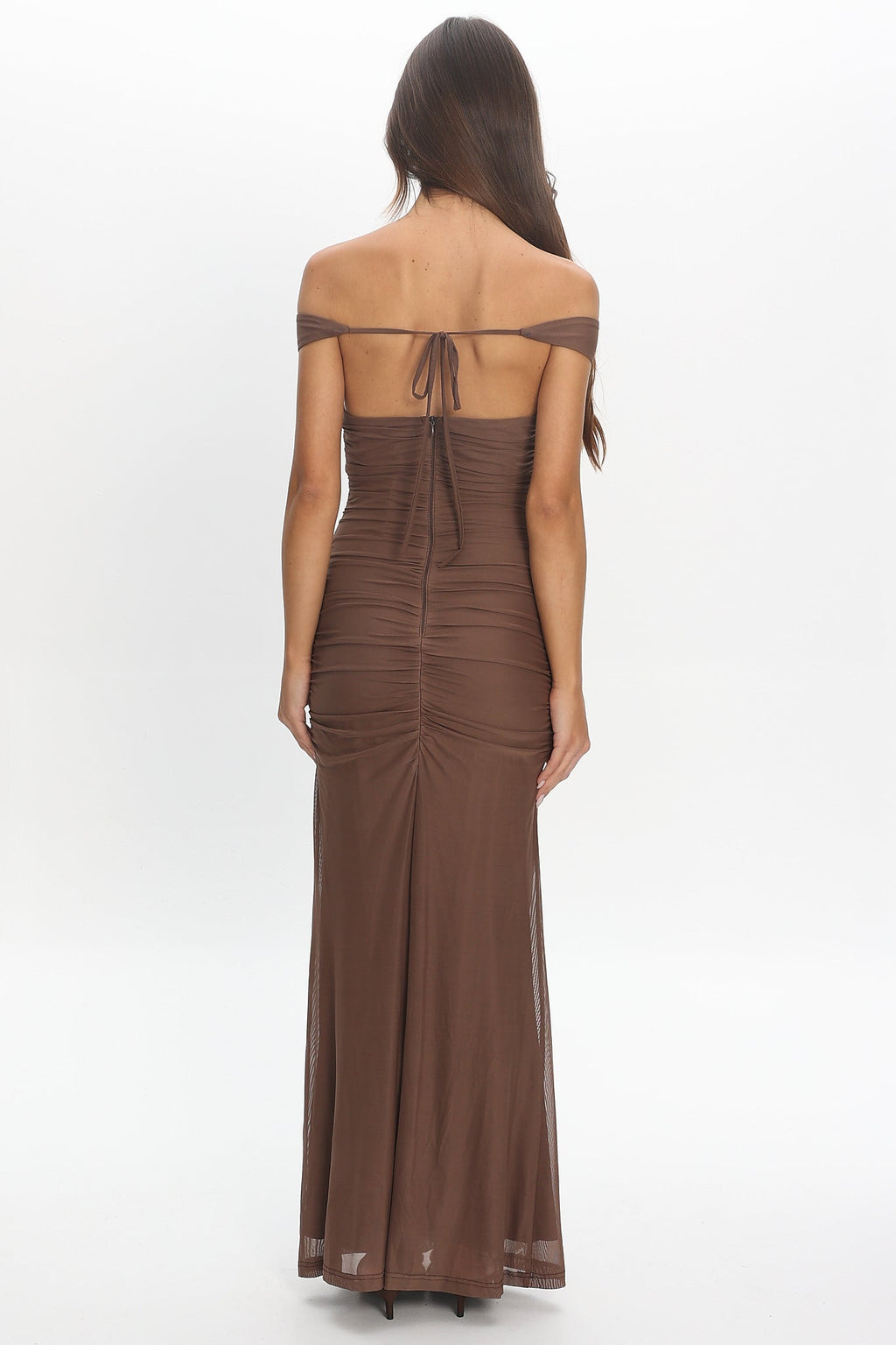Luli Boat Neck Sash Maxi Dress Cocoa