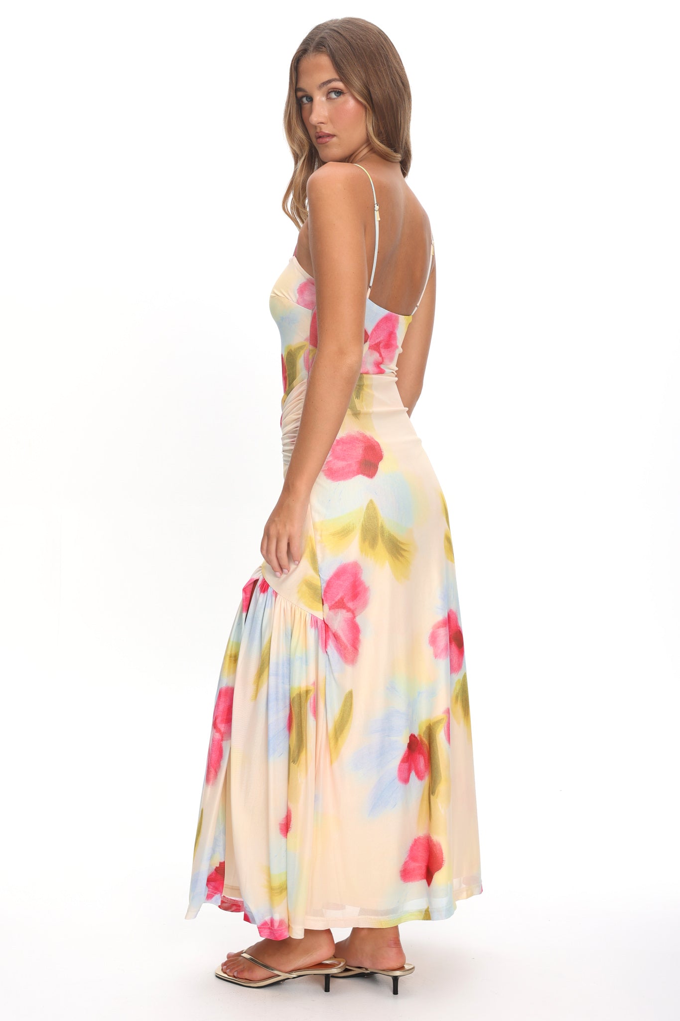 Azure Sun Drop Waist Split Maxi Dress Floral Secondary image