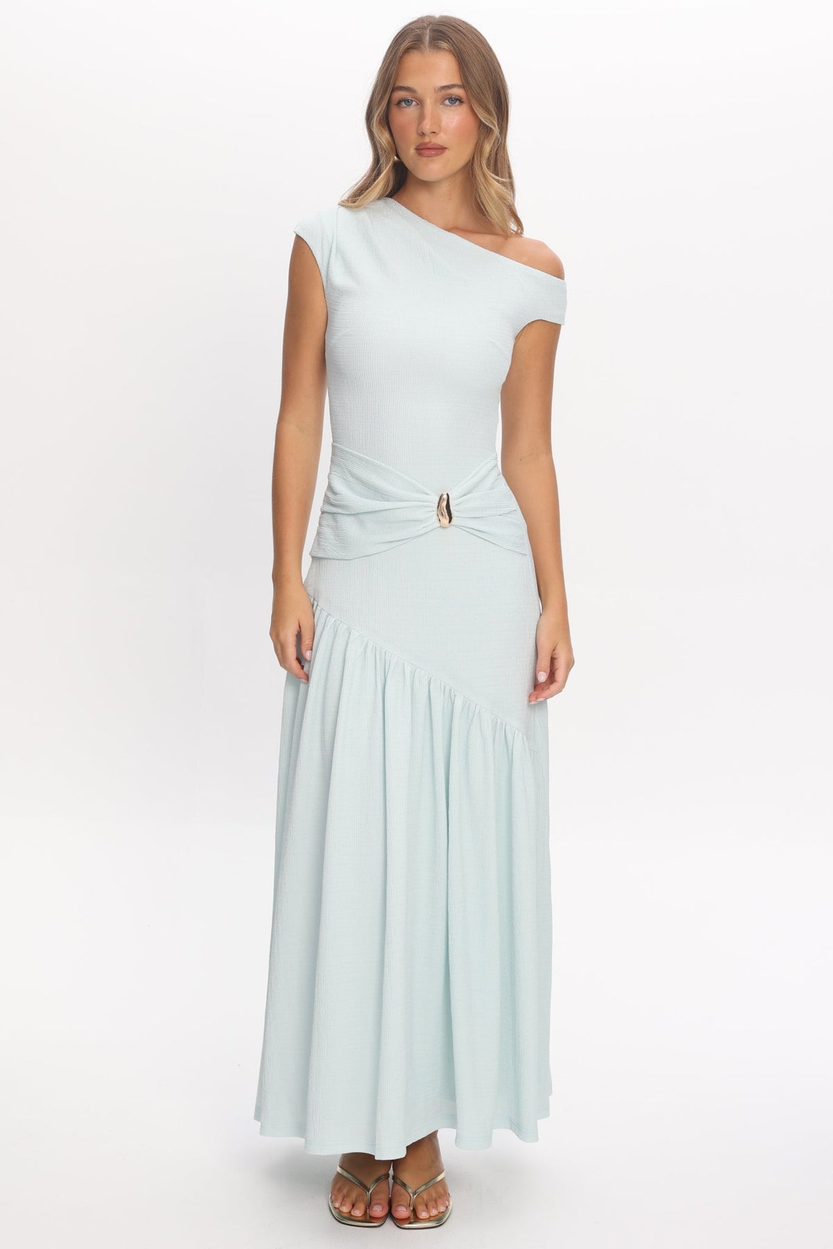 Bellarose Asymmetric Neckline Maxi Dress Light Blue Main image