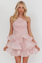 Kiera Layered Ruffle Strappy Mini Dress Pink