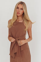 Eniola Asymmetric Neckline Halter Top Chocolate