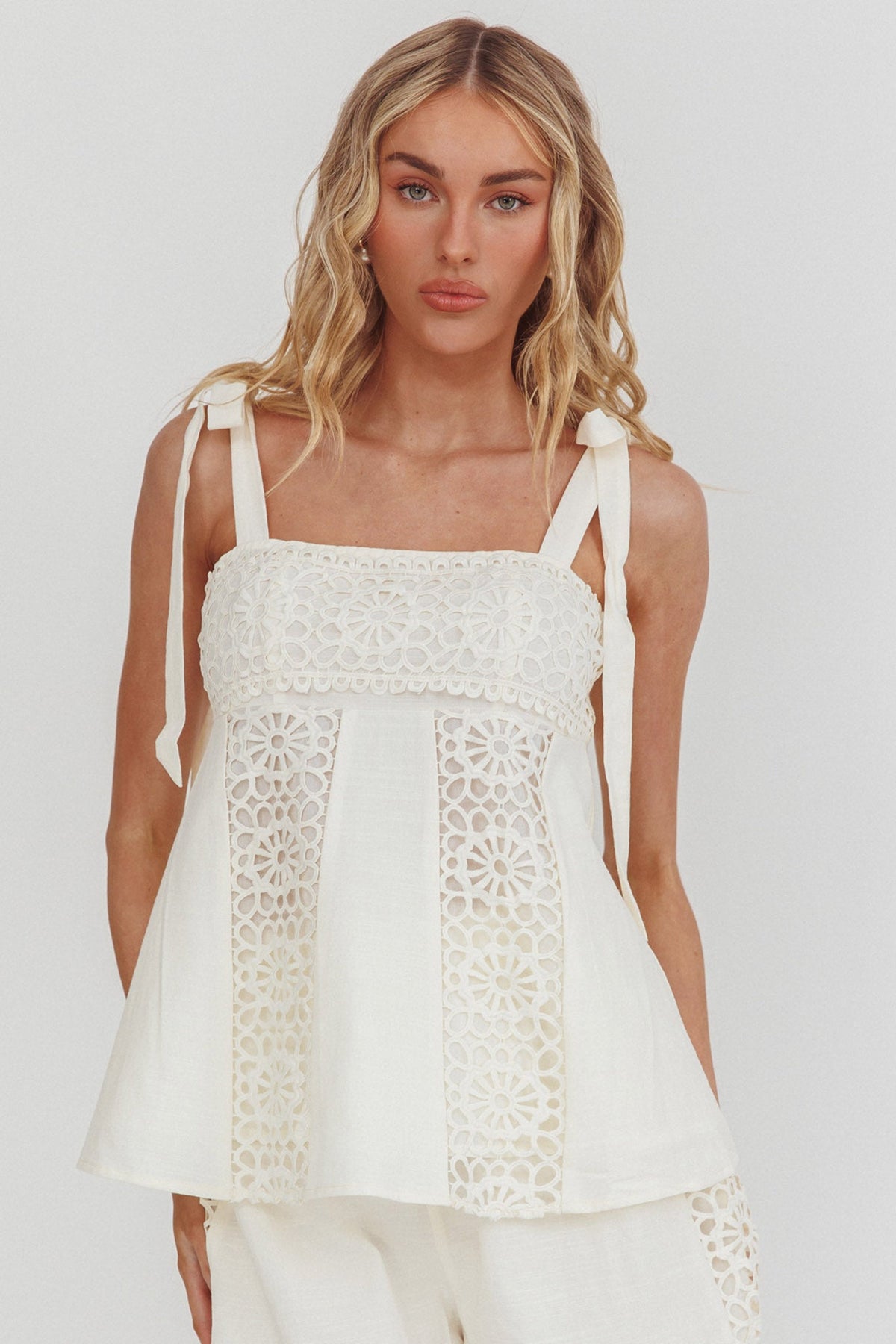 Baybreeze Tied Shoulder Top White Main image