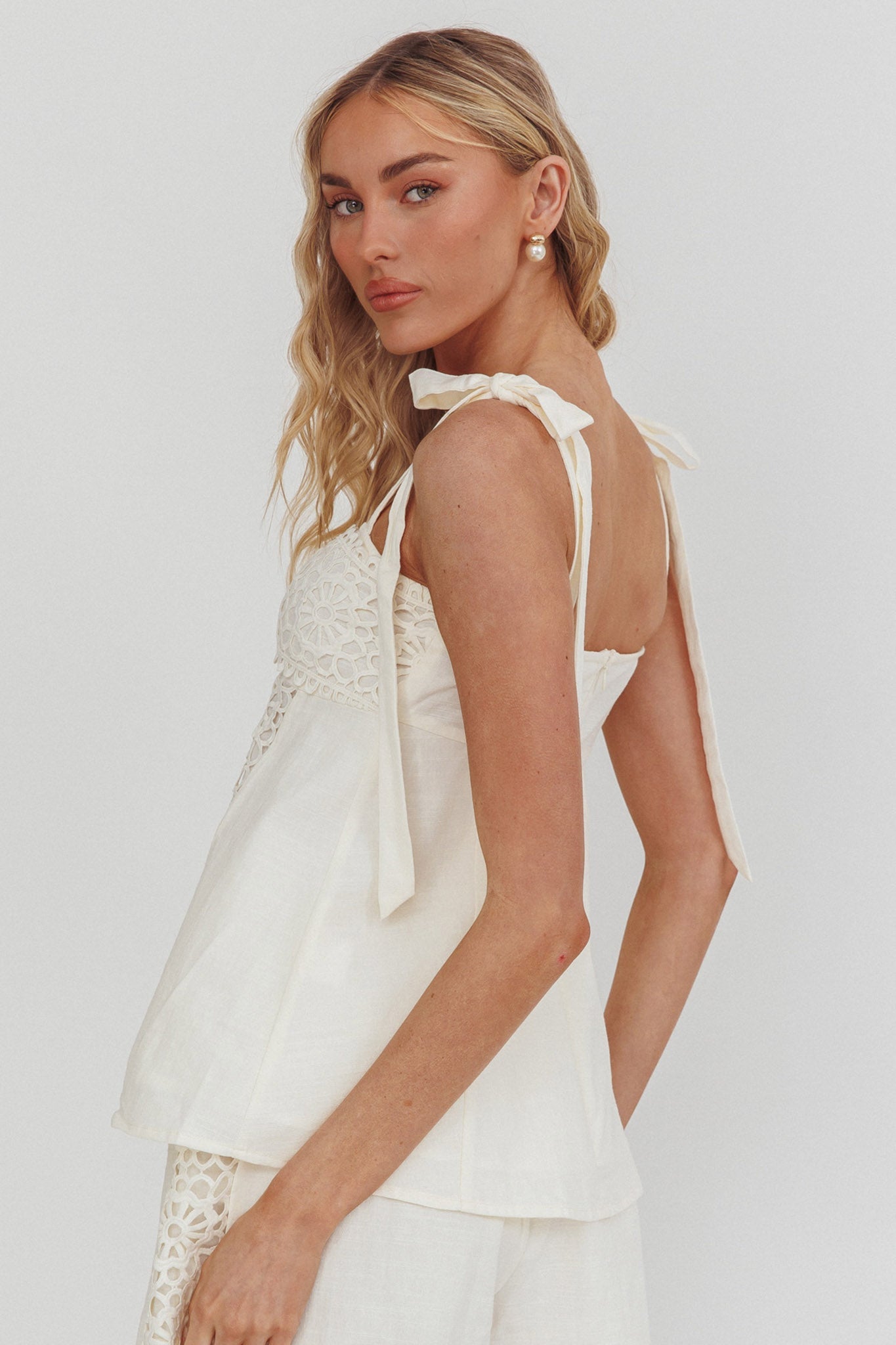 Baybreeze Tied Shoulder Top White Secondary image