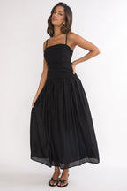 Tobi Square Neck A-Line Maxi Dress Black