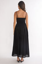 Tobi Square Neck A-Line Maxi Dress Black