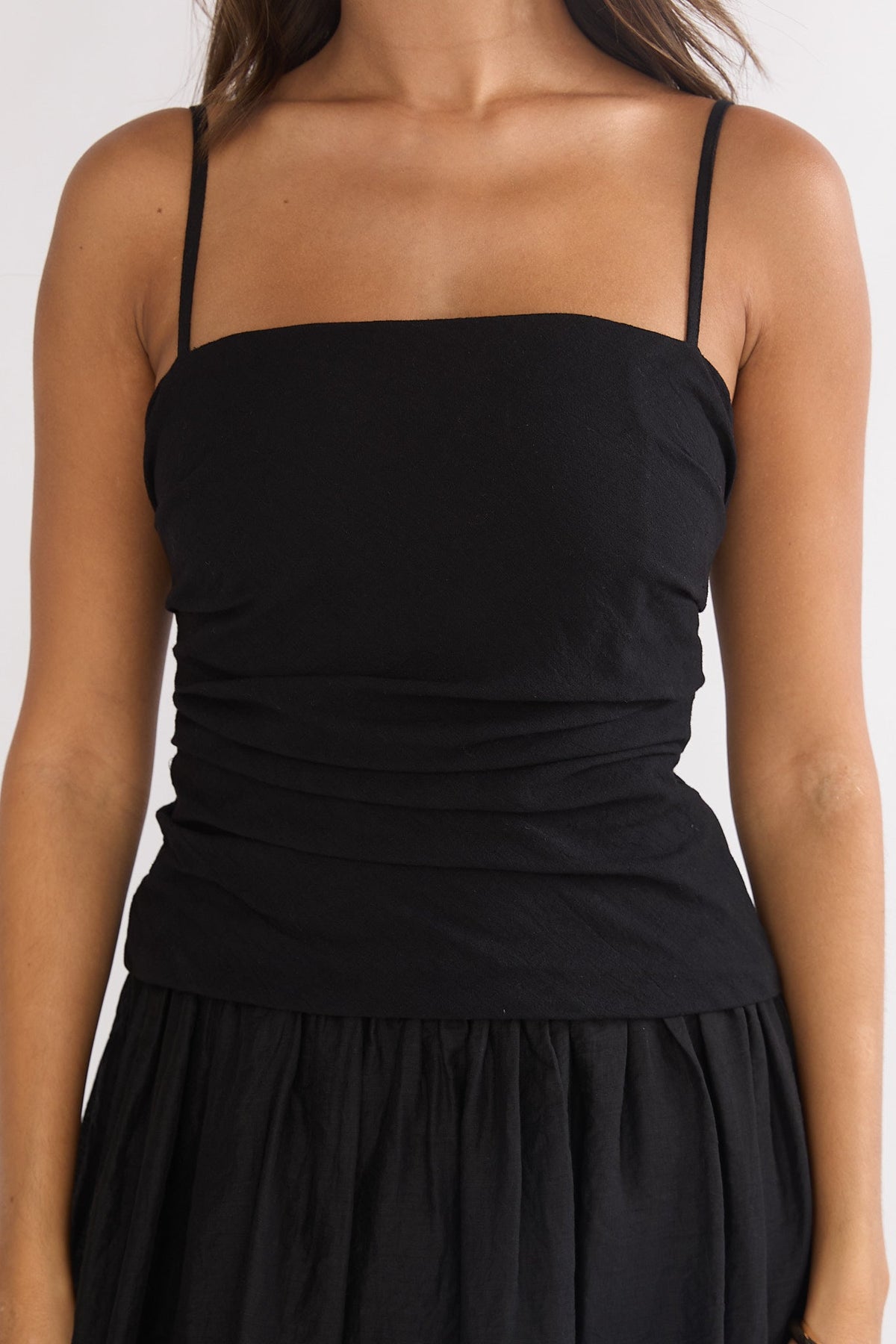 Tobi Square Neck A-Line Maxi Dress Black
