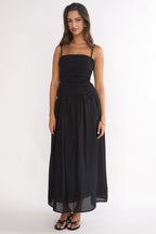 Tobi Square Neck A-Line Maxi Dress Black