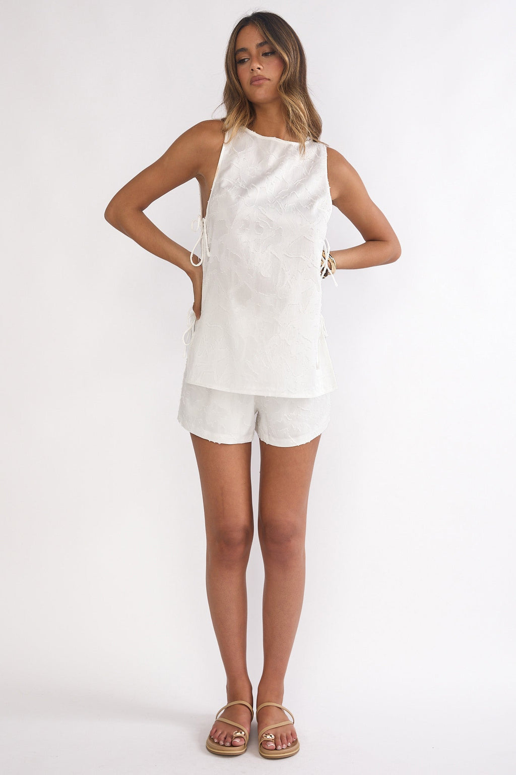 Honeykiss Tie Side Top White