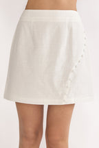 Alessora Button Trim Mini Skirt White