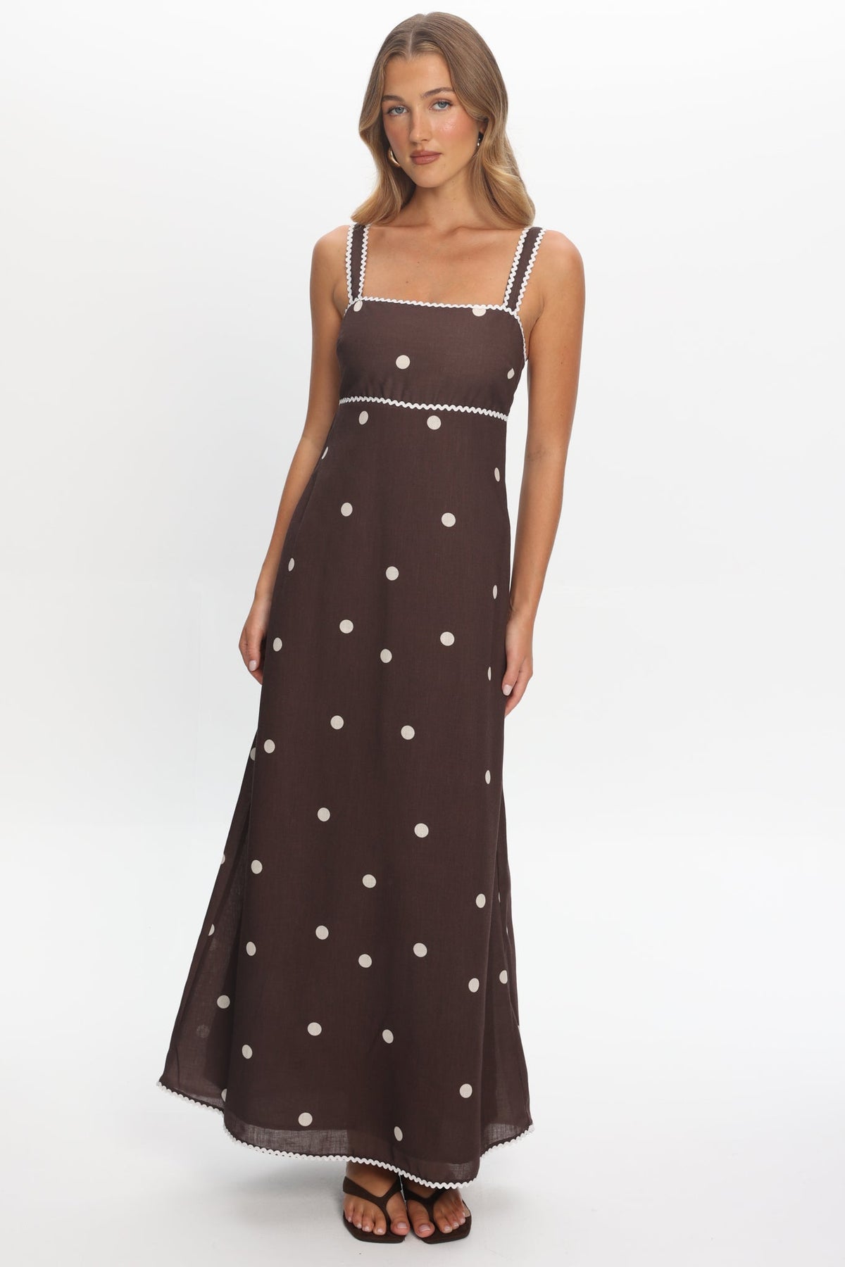 Teena Square Neckline Maxi Dress Print Chocolate Main image