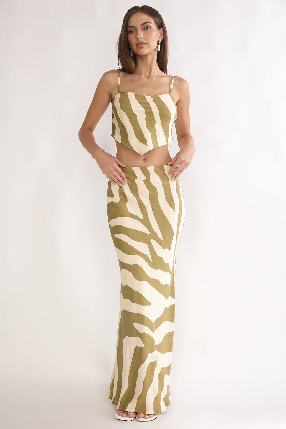Blythe Maxi Skirt Zebra Khaki