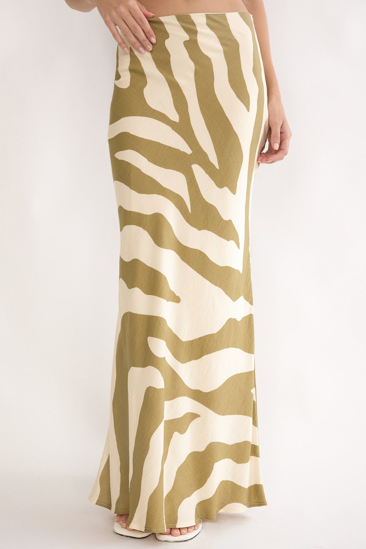Blythe Maxi Skirt Zebra Khaki
