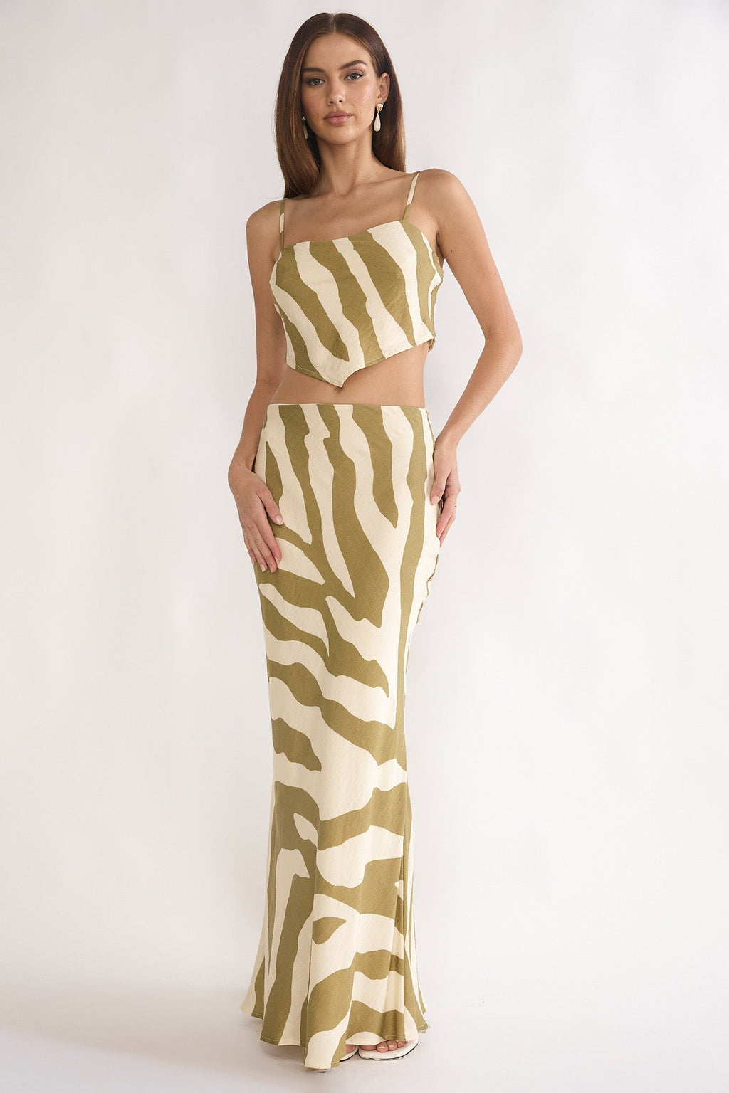 Blythe Maxi Skirt Zebra Khaki