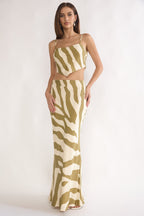 Blythe Maxi Skirt Zebra Khaki