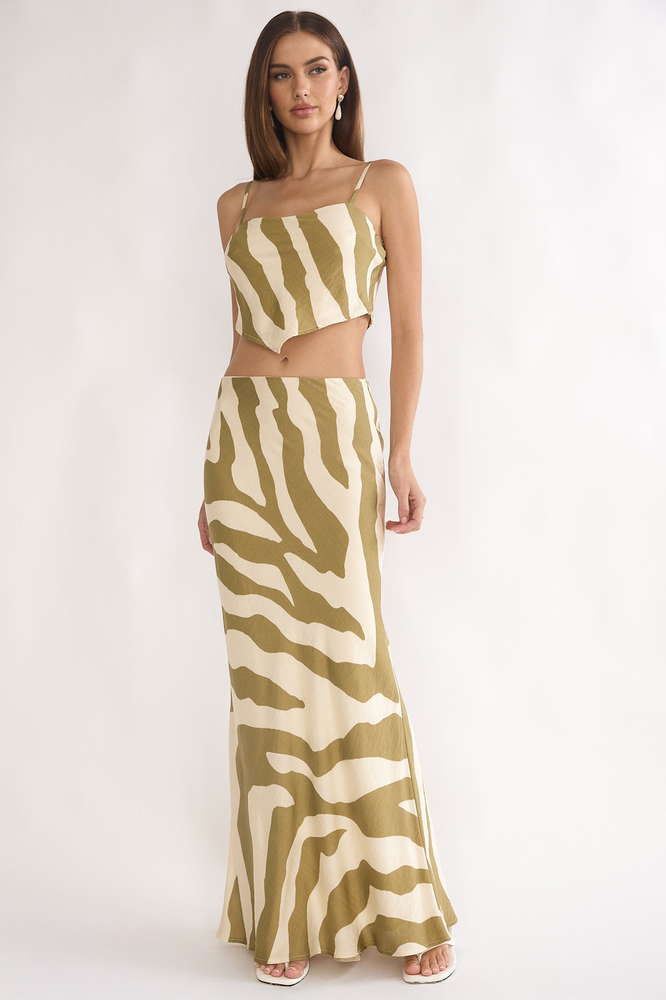 Blythe V-Hem Cami Top Zebra Khaki Secondary image