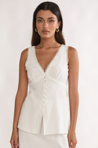 Maribelis Button Front Top White