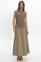 Keeeva Boatneck Maxi Dress Light Khaki