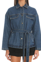 Atlassa Belted Shacket Denim Blue