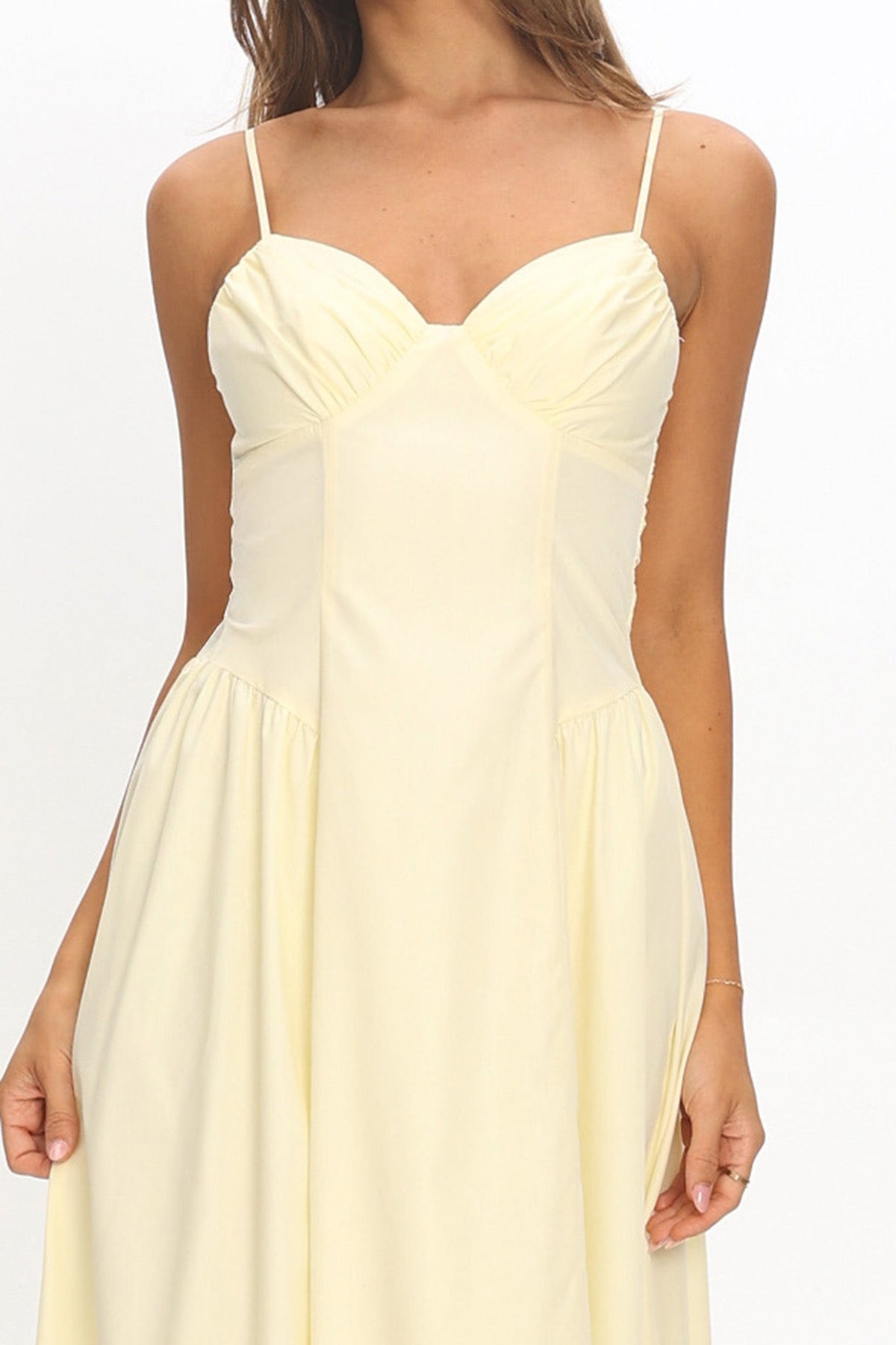 Honeymoon Avenue Twist Maxi Dress Butter Yellow