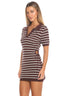 Courtside Stripe Cutout Polo Dress Chocolate