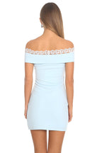 Persephone Off-Shoulder Mini Dress Light Blue