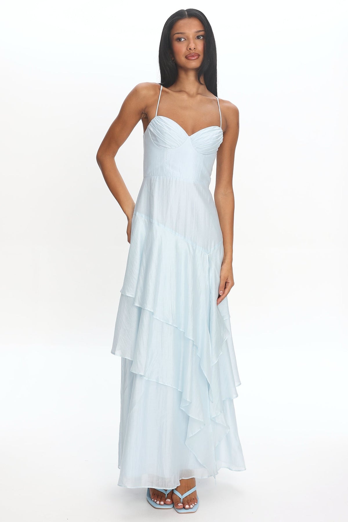 Tiered Tide Ruffle Maxi Dress Light Blue Main image