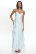 Tiered Tide Ruffle Maxi Dress Light Blue