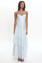 Tiered Tide Ruffle Maxi Dress Light Blue