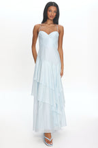 Tiered Tide Ruffle Maxi Dress Light Blue