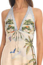 Coastal Escape Halter Maxi Dress Blue