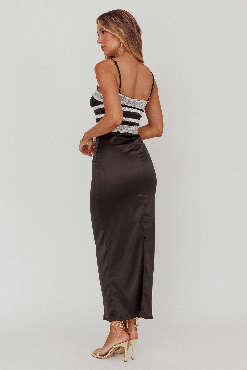 Kellan Lace Trim Maxi Dress Black