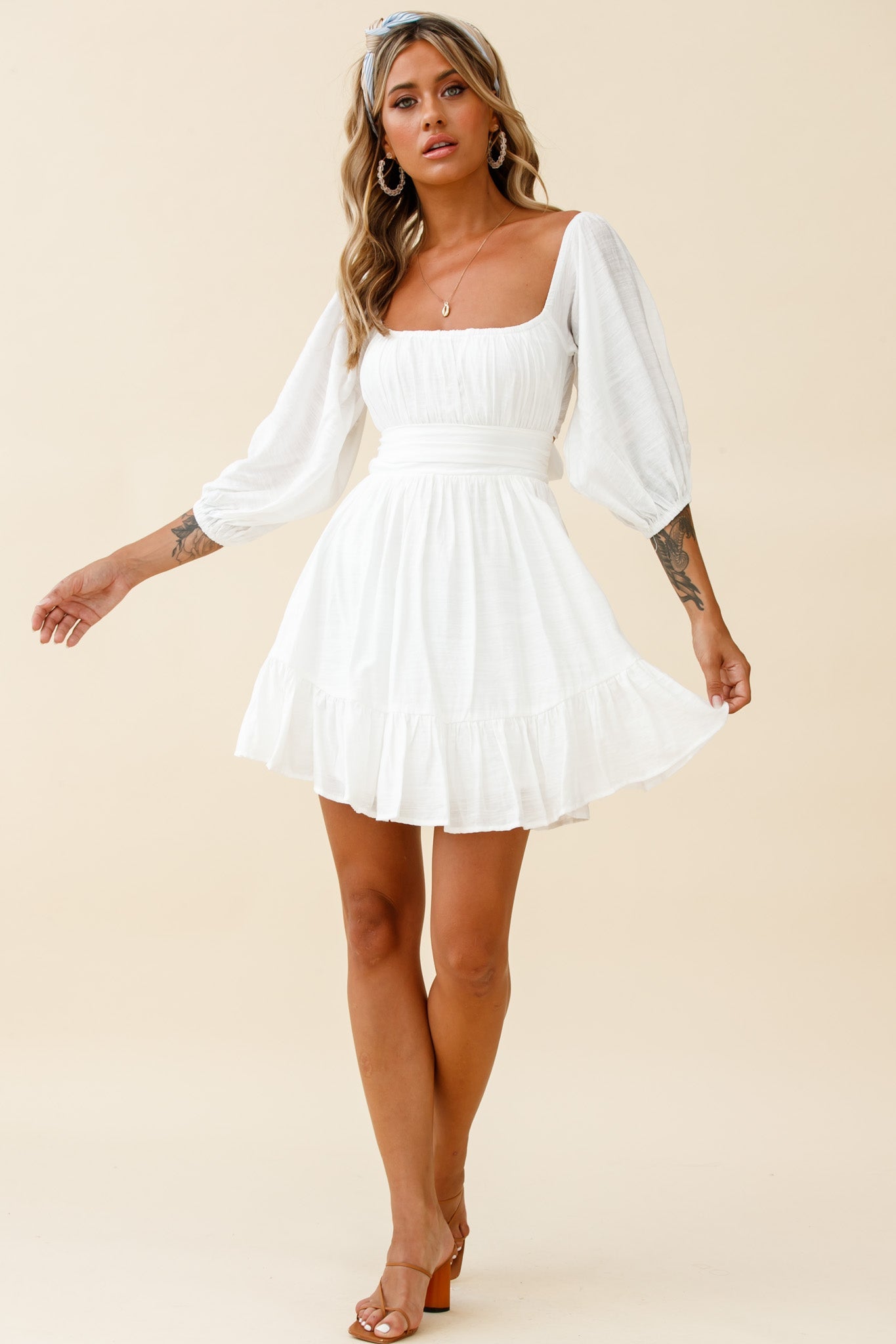 Abby Off-Shoulder Tie-Up Back Dress White Secondary image