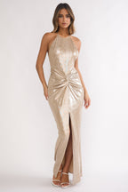 Delphinah Twist Waist Maxi Dress Champagne