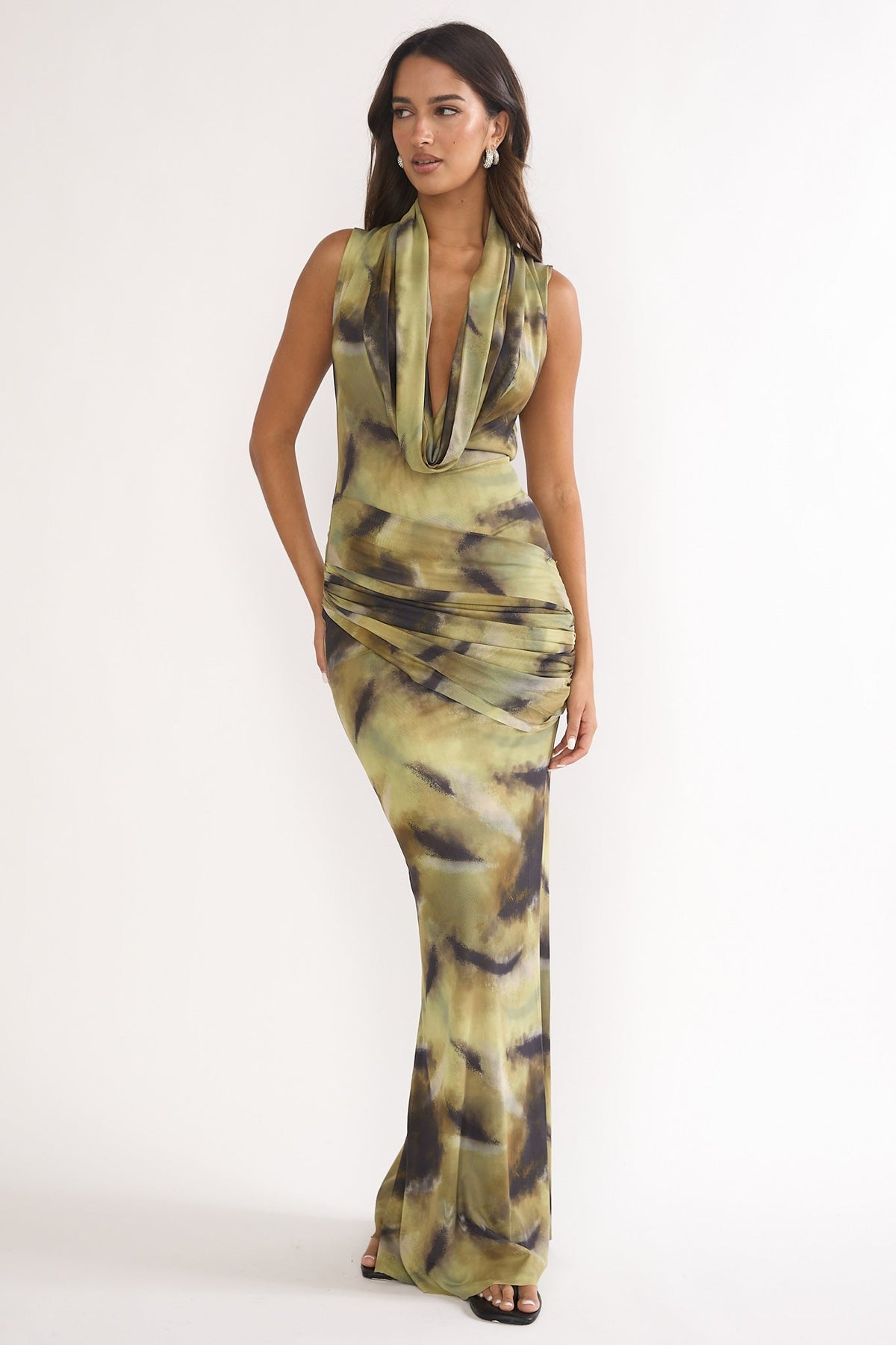 Veya Sleeveless Cowl Maxi Dress Moss Main image