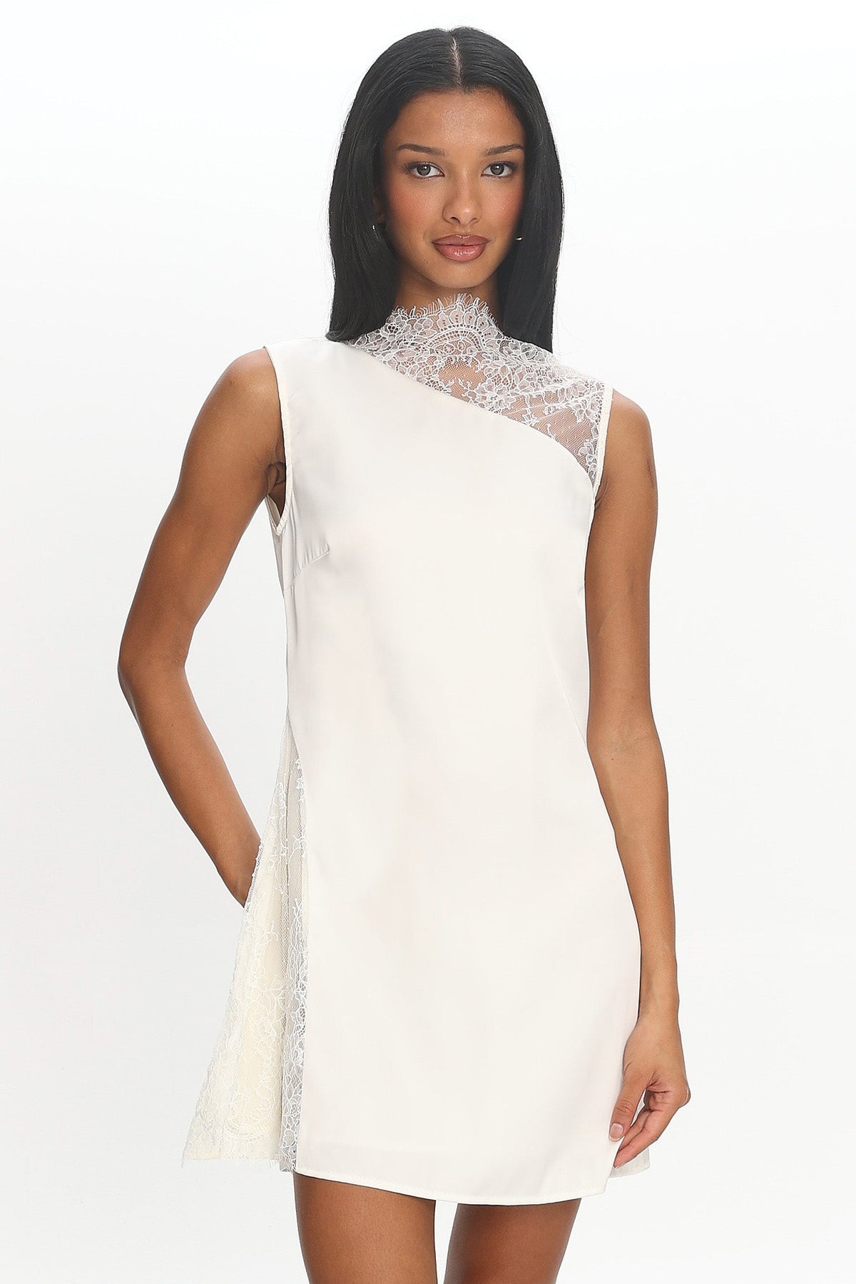 Agora Lace-Panel Mini Dress Off White Main image