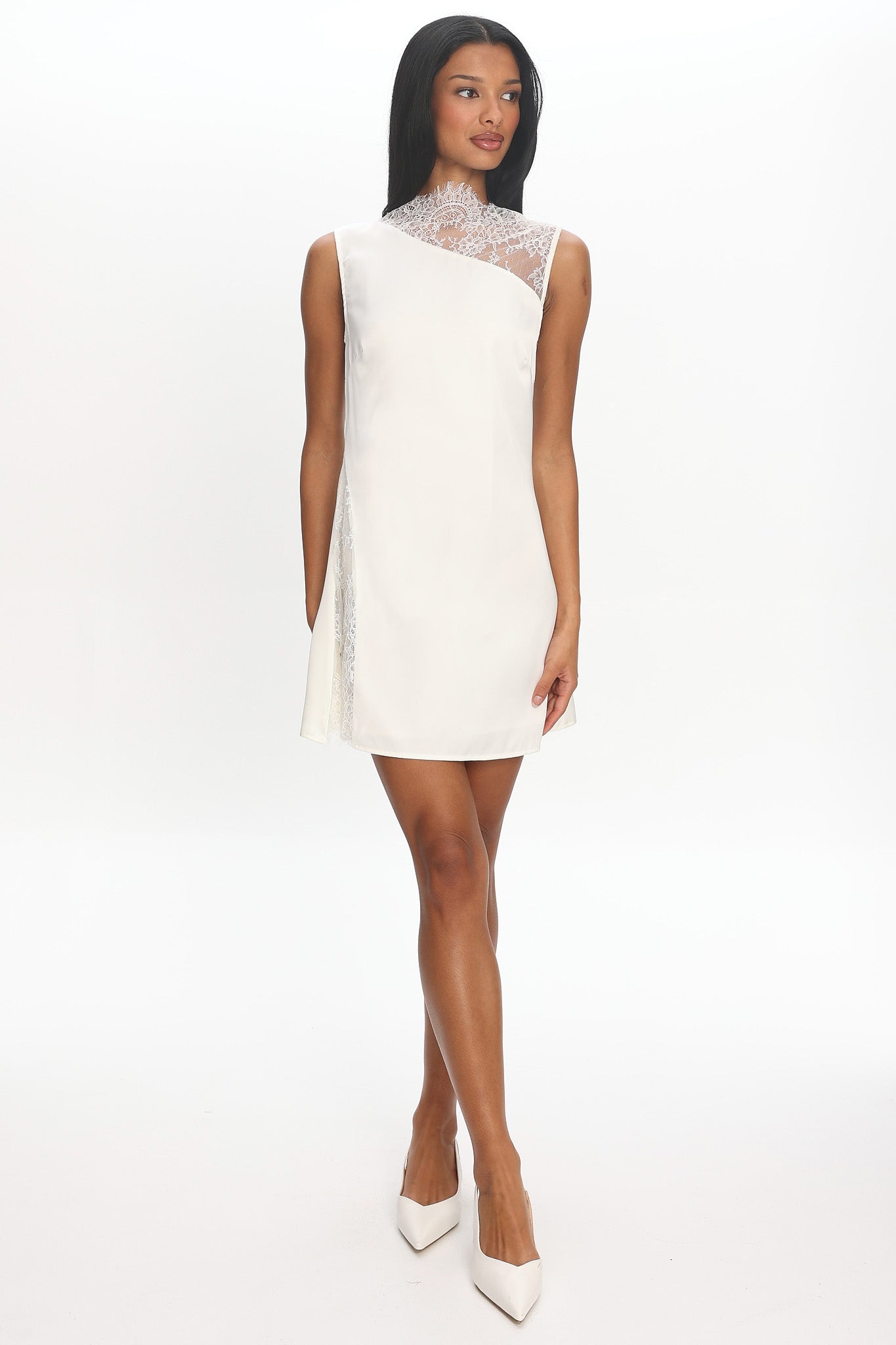 Agora Lace-Panel Mini Dress Off White Secondary image