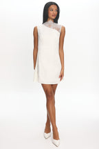 Agora Lace-Panel Mini Dress Off White