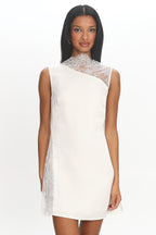 Agora Lace-Panel Mini Dress Off White