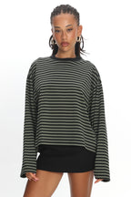 LIONESS Bloom Long Sleeve Forest Stripe