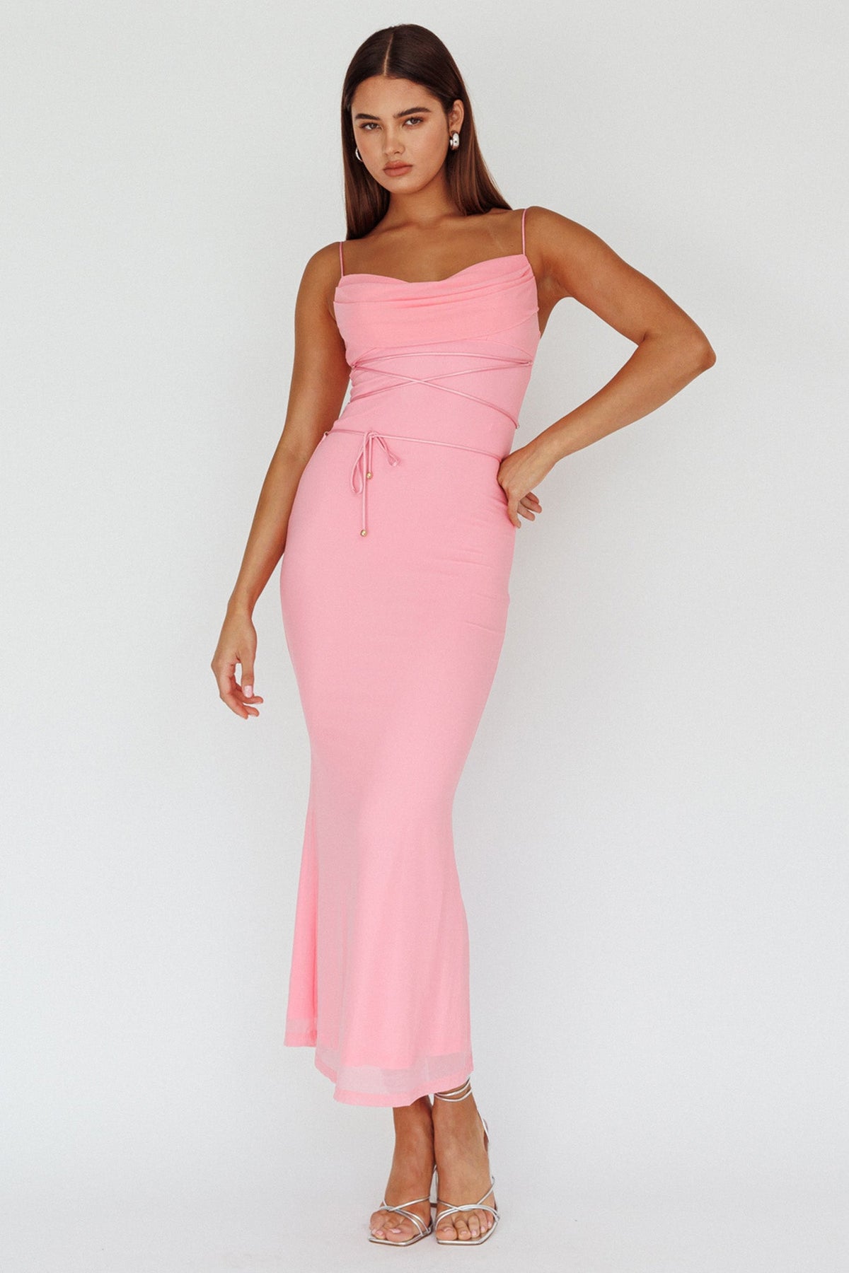 Teava Laced Waist Maxi Dress Blush Main image