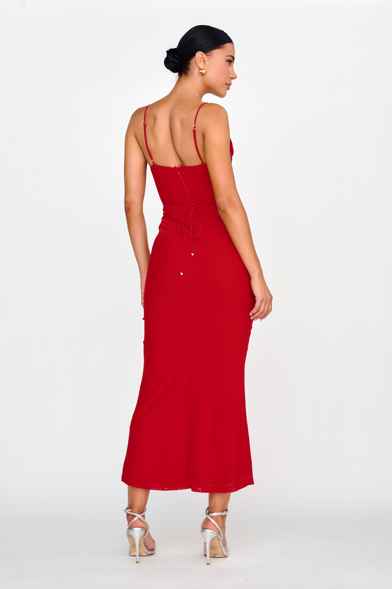 Teava Laced Waist Maxi Dress Red Secondary image