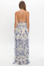 Cambridge Layered Frill Maxi Dress Blue