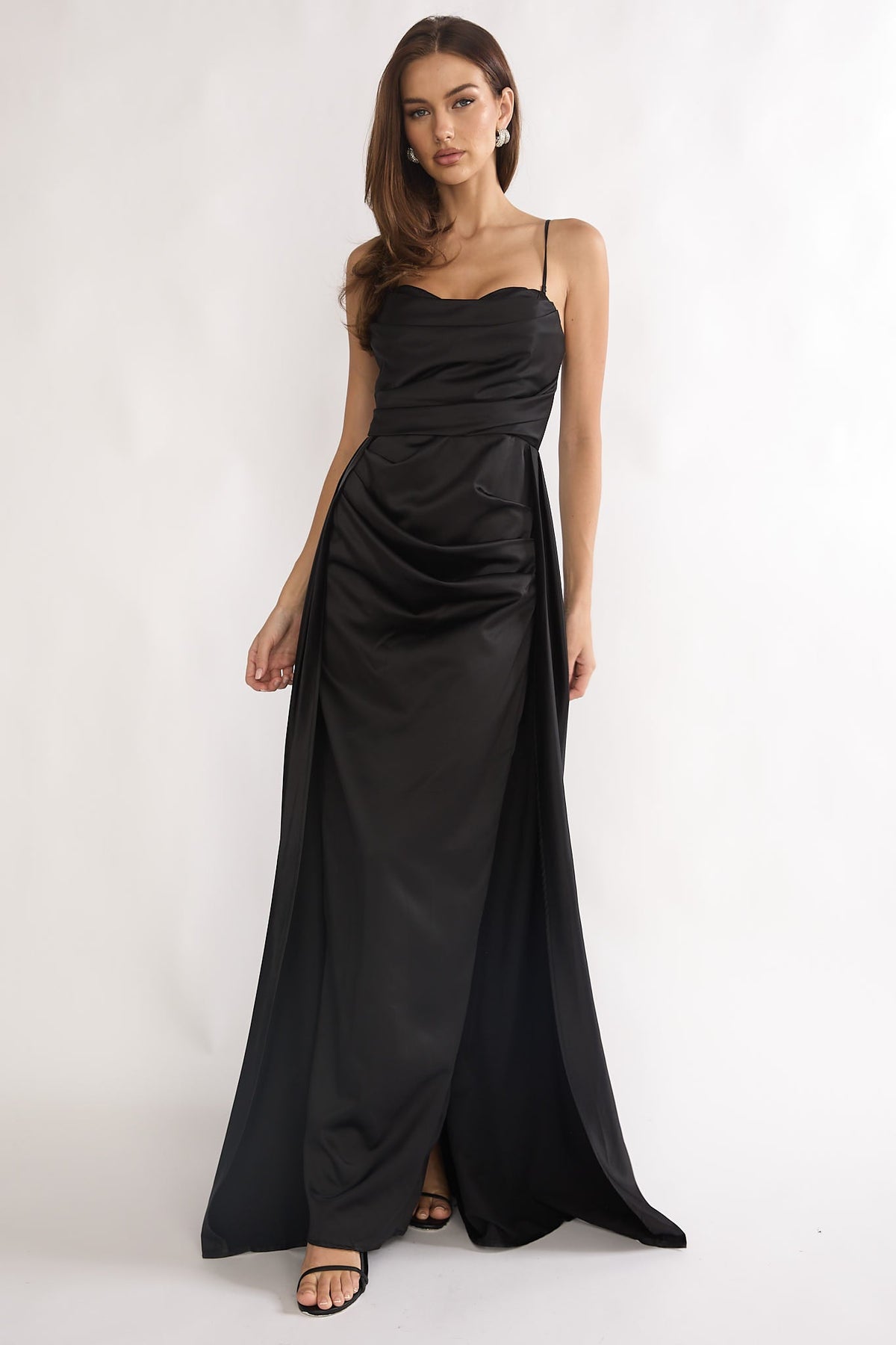 Asterelle Pleated Gathering Maxi Dress Black Main image