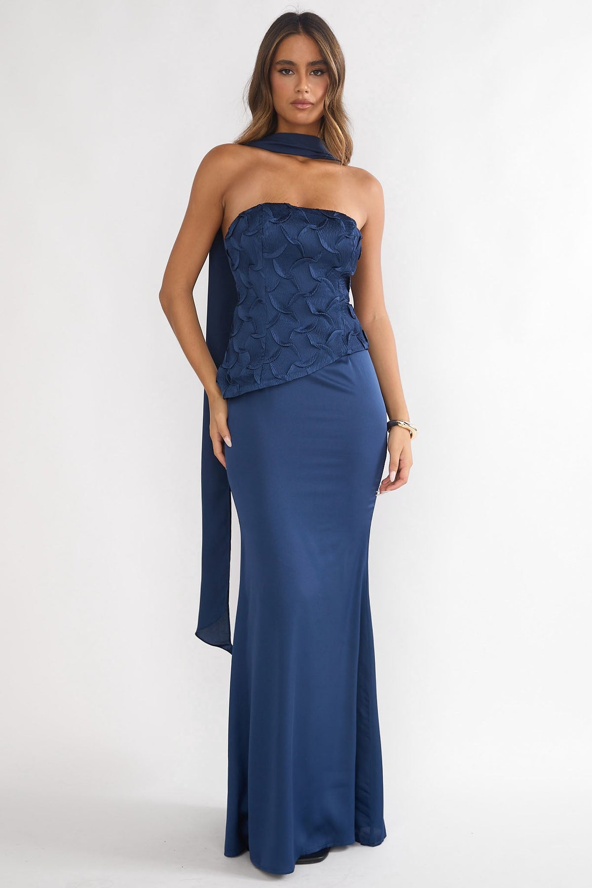 Veradis Strapless Scarf Maxi Dress Navy Main image