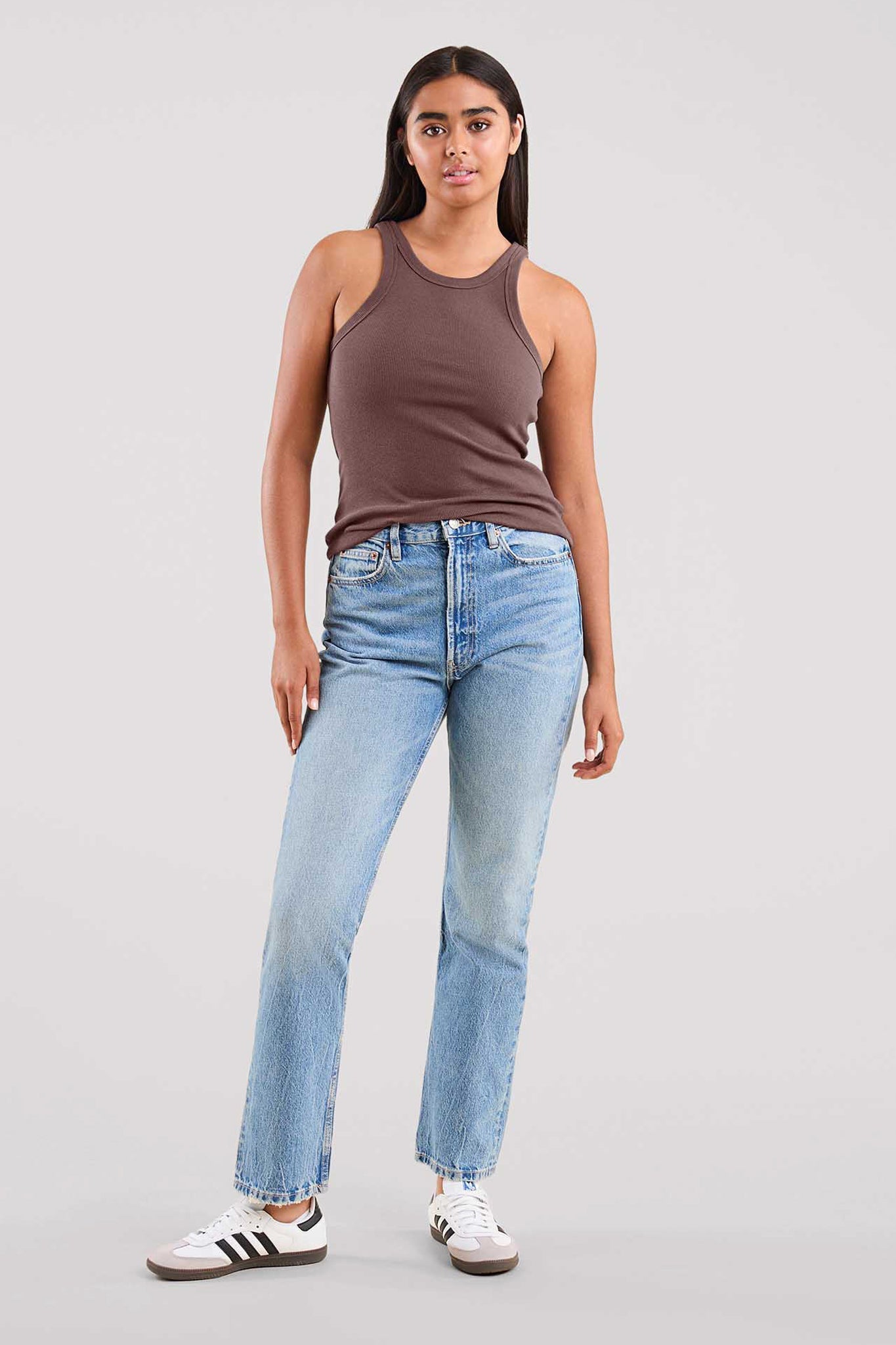 Essential Rib Tank Top | Coffee