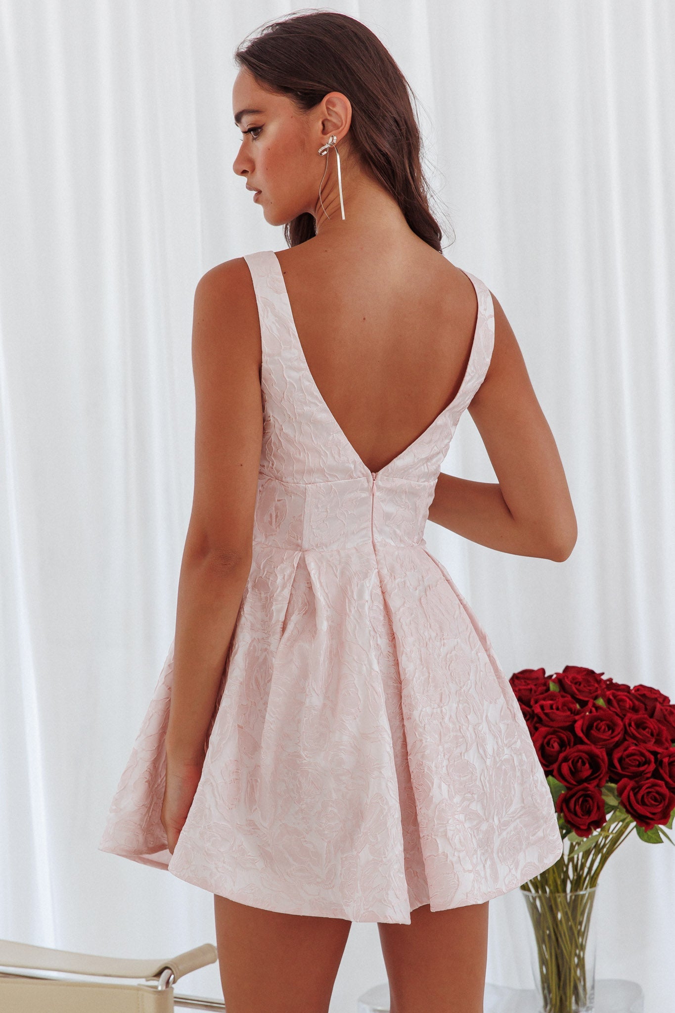 Belle Enchante Jacquard Mini Dress Pink Secondary image