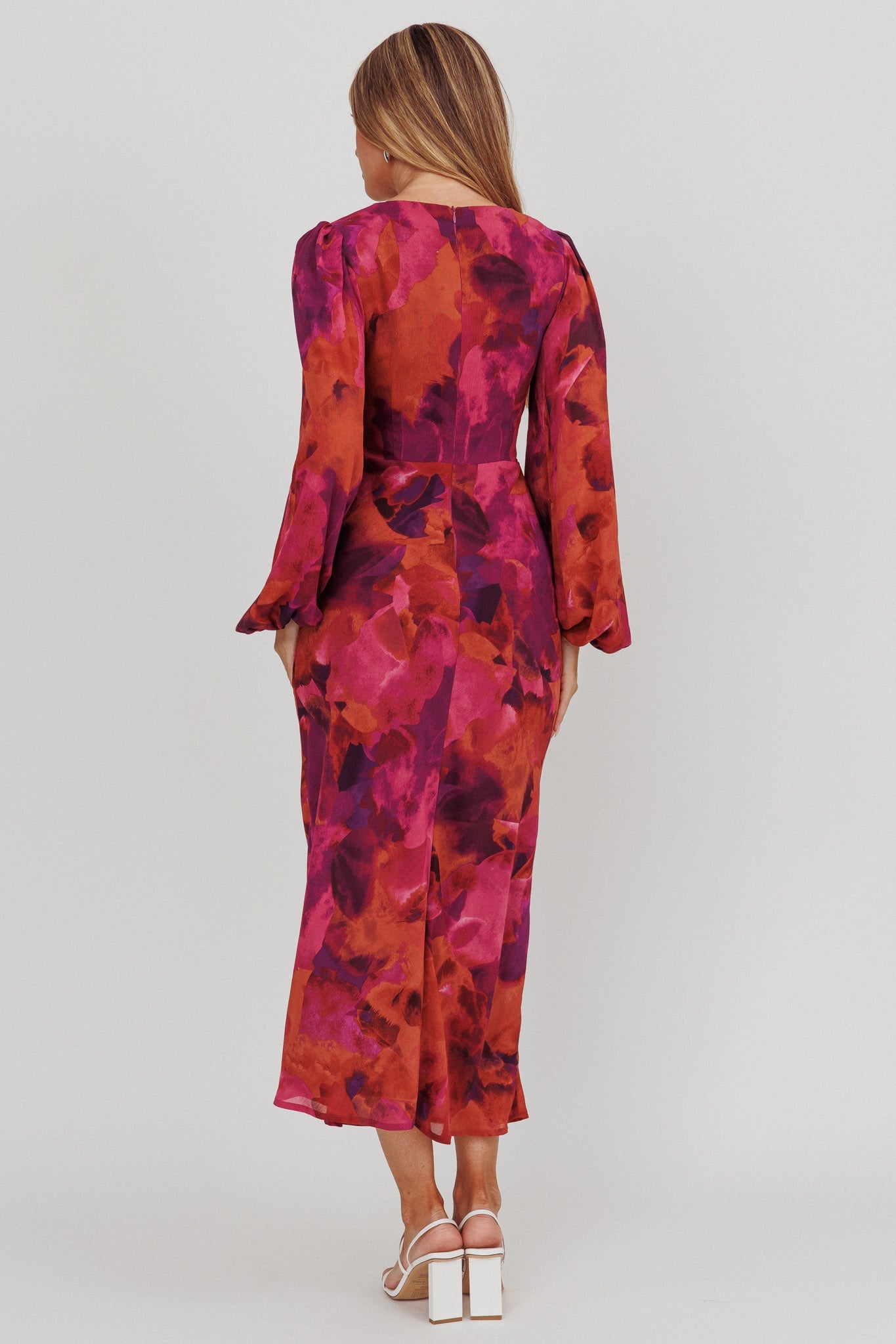 Aurora Dreams Cut-Out Waist Midi Dress Dark Rose Secondary image