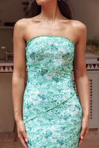 Tell Secrets Strapless Midi Dress Floral Green