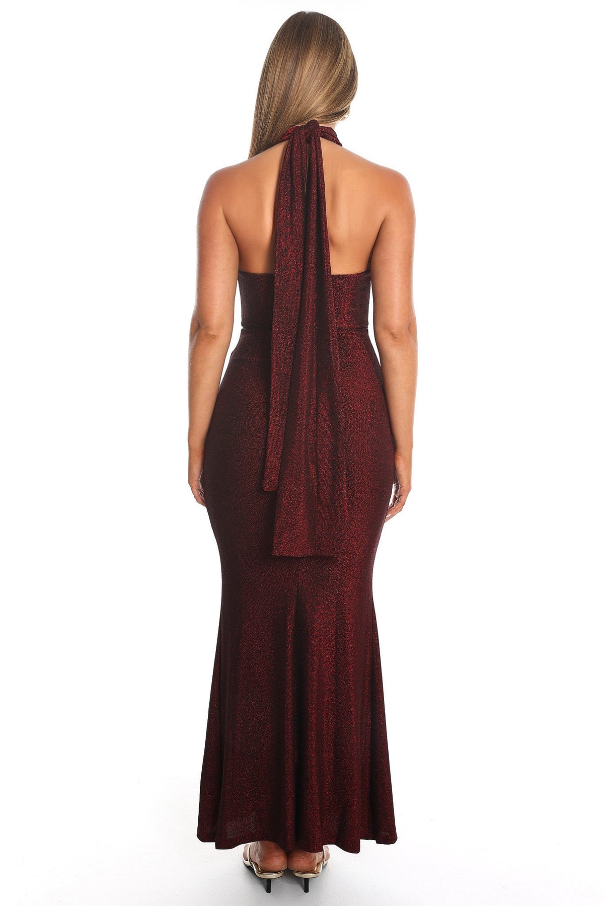 Adrielle Keyhole Halterneck Maxi Dress Wine